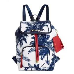 Tommy Hilfiger Women's Tammy Drawstring Backpack Palm Print  Navy/White